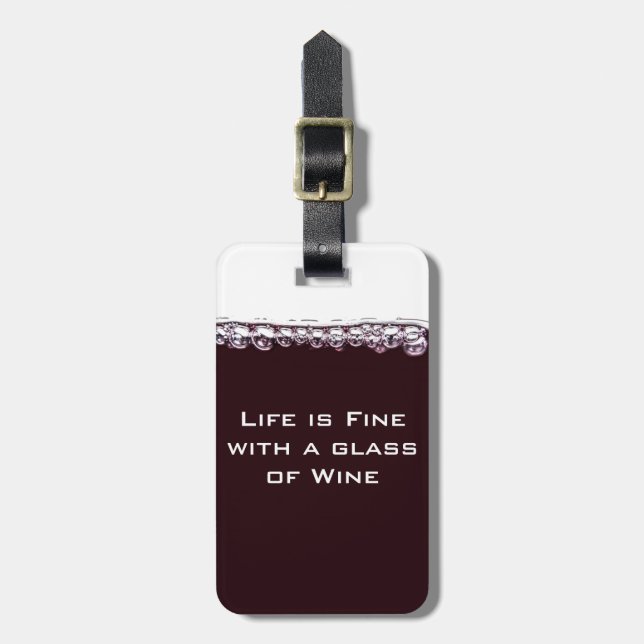A Glass of Red Wine Luggage Tag (Front Vertical)