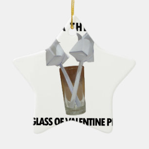 A glass of valentine peace. ceramic ornament