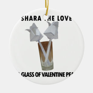 A glass of valentine peace. ceramic ornament