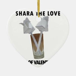A glass of valentine peace. ceramic ornament