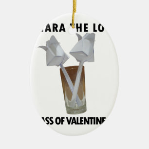 A glass of valentine peace. ceramic ornament