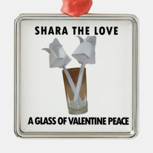 A glass of valentine peace. metal ornament