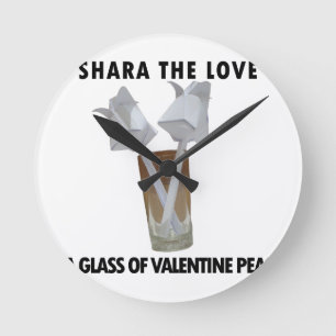 A glass of valentine peace. round clock
