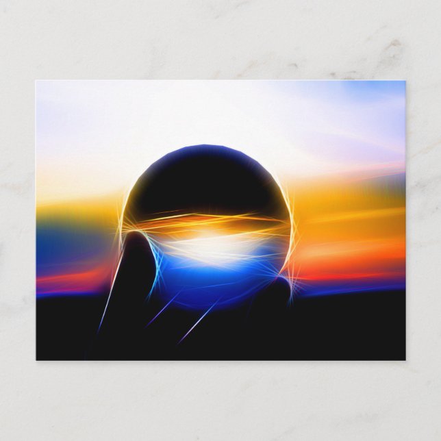 A glass sphere in neon style postcard (Front)