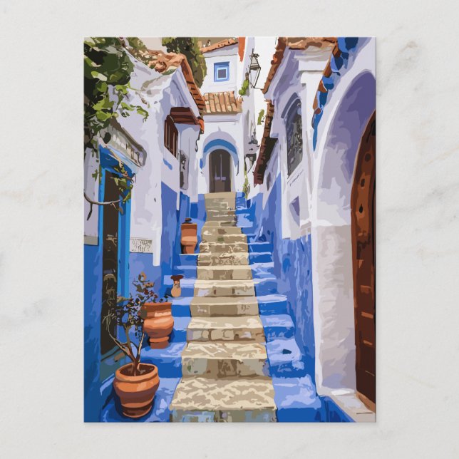 A Glimpse Back: Chefchaouen's Vintage Treasures Postcard (Front)