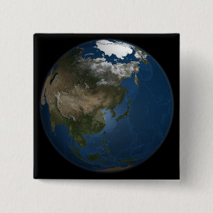 A global view over Asia with Arctic sea ice 2 Inch Square Button