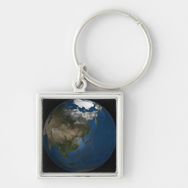 A global view over Asia with Arctic sea ice Keychain (Front)