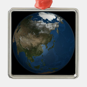 A global view over Asia with Arctic sea ice Metal Ornament