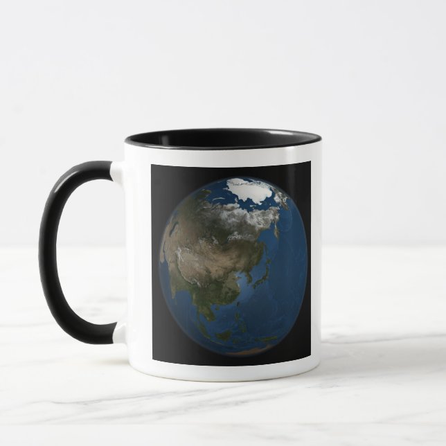 A global view over Asia with Arctic sea ice Mug (Left)