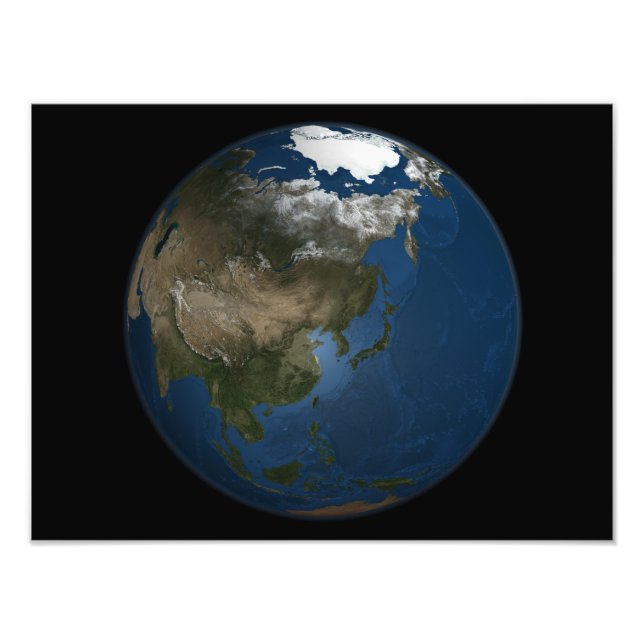 A global view over Asia with Arctic sea ice Photo Print (Front)