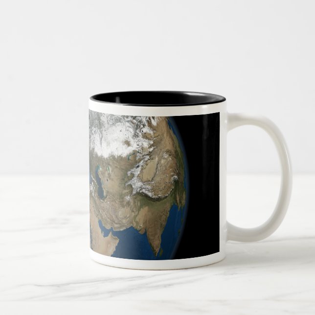 A global view over Europe and Scandinavia Two-Tone Coffee Mug (Right)