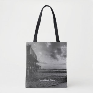 A Glorious Beach Morning Grayscale Tote Bag