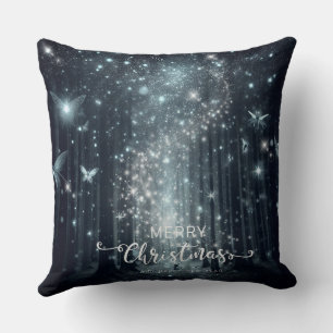 A glowing pillow in a forest that sparkles like a