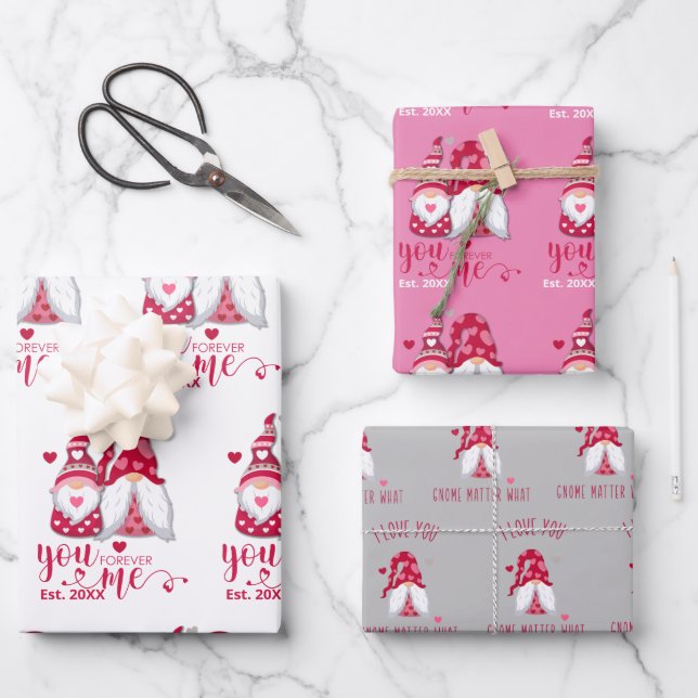 A Gnome for Valentines | Valentines Day Wrapping Paper Sheet (Front)