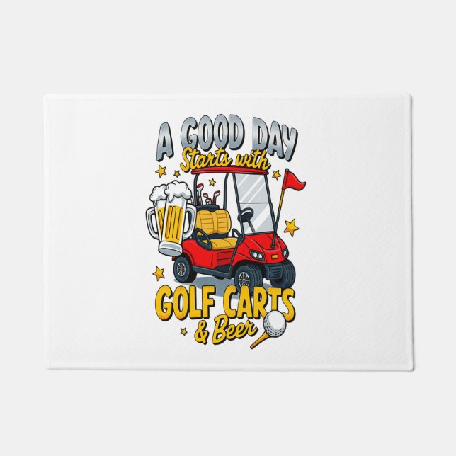 A God Day Starts with Golf Carts Doormat (Front)
