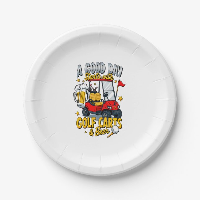 A God Day Starts with Golf Carts Paper Plate (Front)