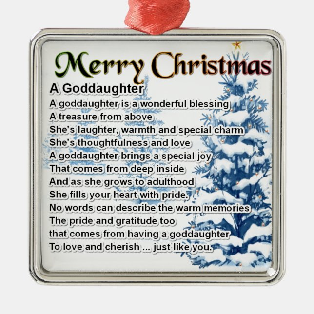 A goddaughter poem - Christmas design Metal Ornament (Front)
