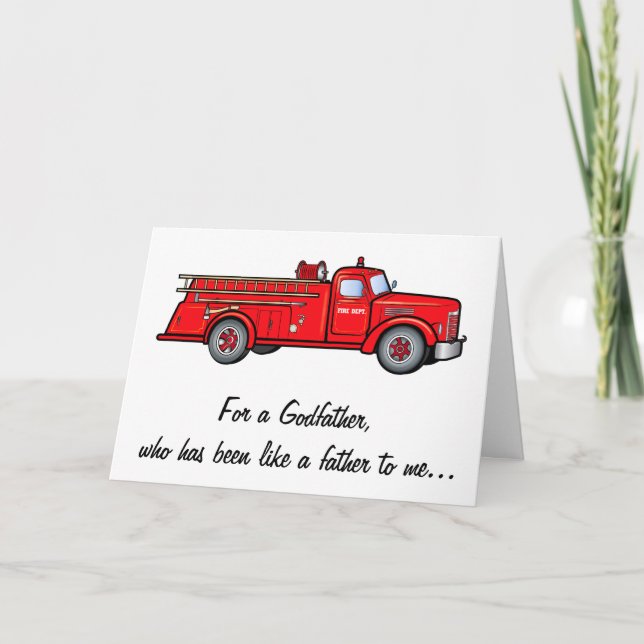 A Godfather like a Dad with Classic Fire Engine Card (Front)