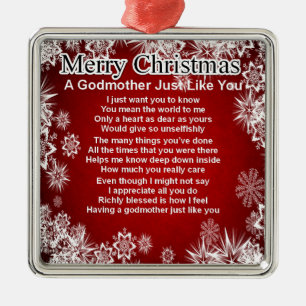 A godmother poem - christmas design metal ornament