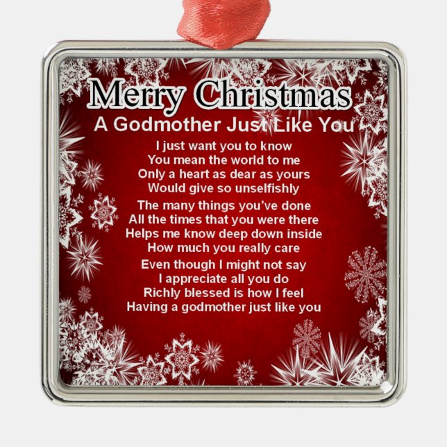 A godmother poem - christmas design metal ornament (Front)
