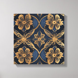 a gold and blue pattern canvas print