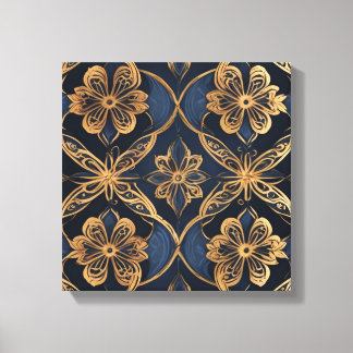 a gold and blue pattern canvas print
