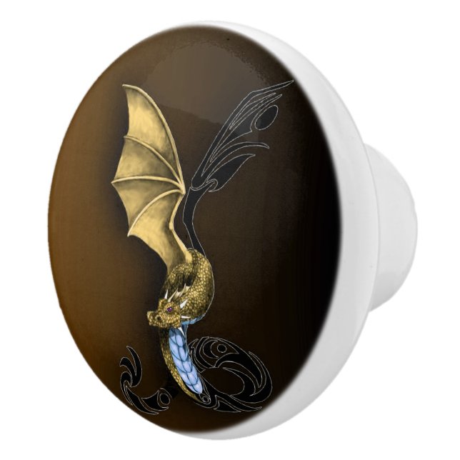 A Gold Dragon Ceramic Knob (Right)