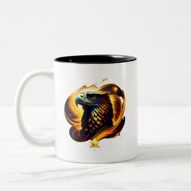 A Gold Eagle Head  Two-Tone Coffee Mug (Left)