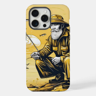A gold fisherman iPhone 15 pro max case