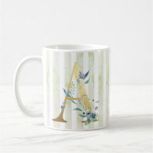 A,  gold initial on blue and white stripes