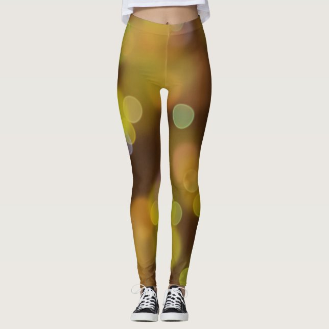 A Golden Christmas Pattern on  Fawn Brown Leggings (Front)