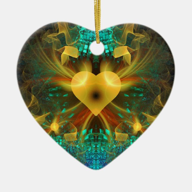 'A Golden Heart Can Change the World' Ceramic Ornament (Front)