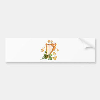 A Golden Irish Harp surrounded by Shamrocks Bumper Sticker
