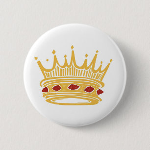 A Golden King's Crown With Jewels 2 Inch Round Button