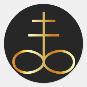 A golden Leviathan Cross or Sulphur symbol Classic Round Sticker