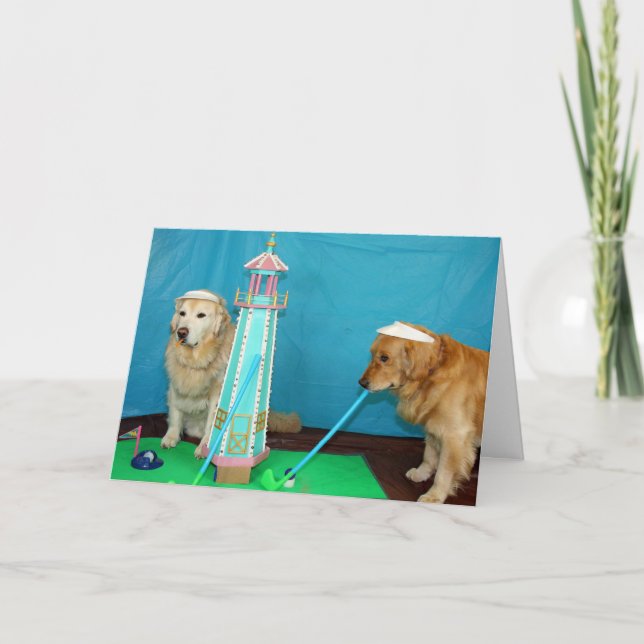 A Golden Mini Golf Birthday Card (Front)