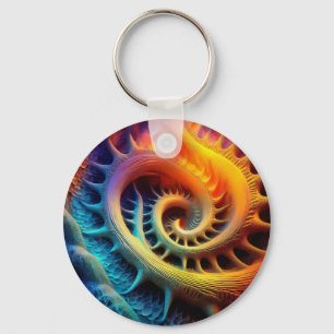 A Golden Spiked mandelbrot Set Fractal Keychain