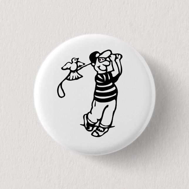 A Golfer in b-w 1 Inch Round Button (Front)