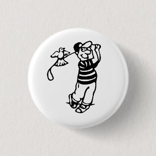 A Golfer in b-w 1 Inch Round Button