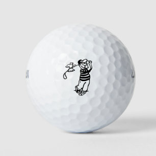 A Golfer in b-w Golf Balls