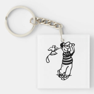 A Golfer in b-w Keychain