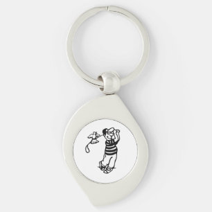 A Golfer in b-w Keychain