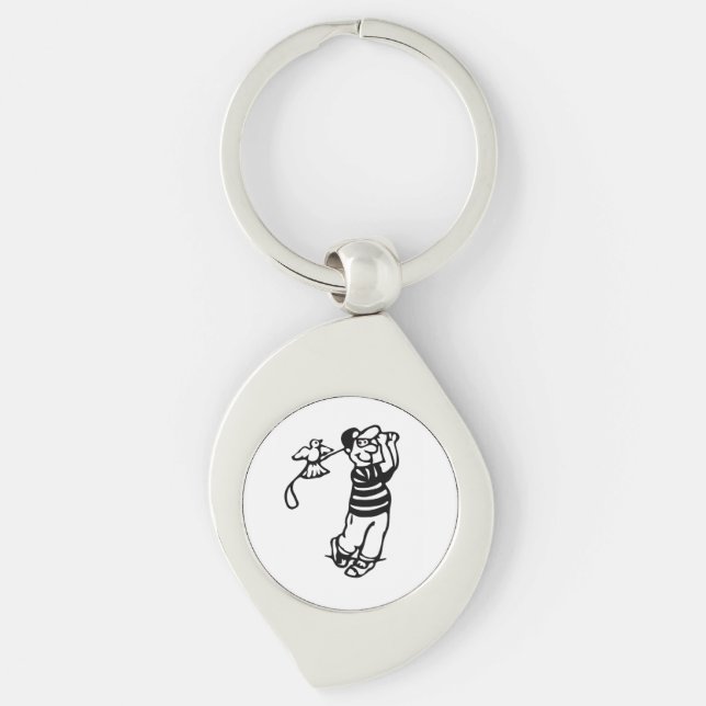 A Golfer in b-w Keychain (Front)