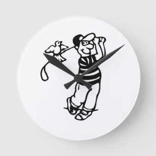 A Golfer in b-w Round Clock