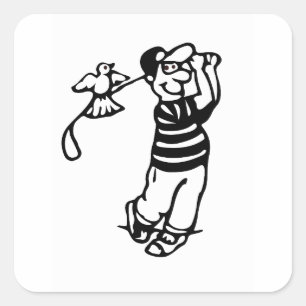 A Golfer in b-w Square Sticker