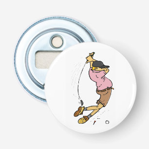 A Golfer missing the ball Bottle Opener