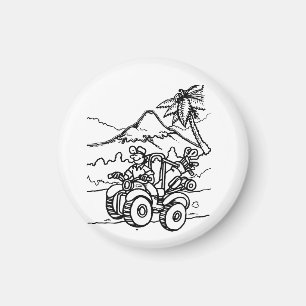 A Golfer playing golf with his four wheeler Magnet