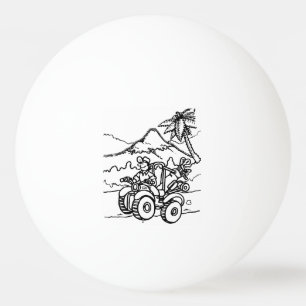 A Golfer playing golf with his four wheeler Ping Pong Ball