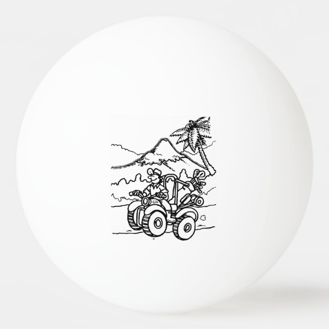A Golfer playing golf with his four wheeler Ping Pong Ball (Front)