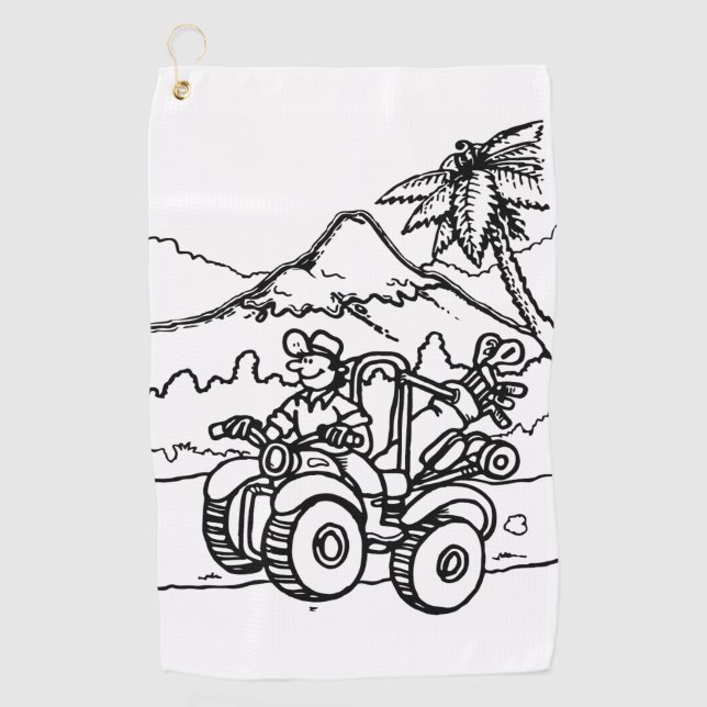 A Golfer playing golf with his four wheeler Towel (Front)